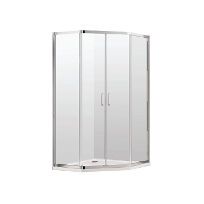 Ashcroft 1000 x 1000 Angle Corner 2 Sided Shower - Centre Waste  - Flat Liner - Bright Silver
