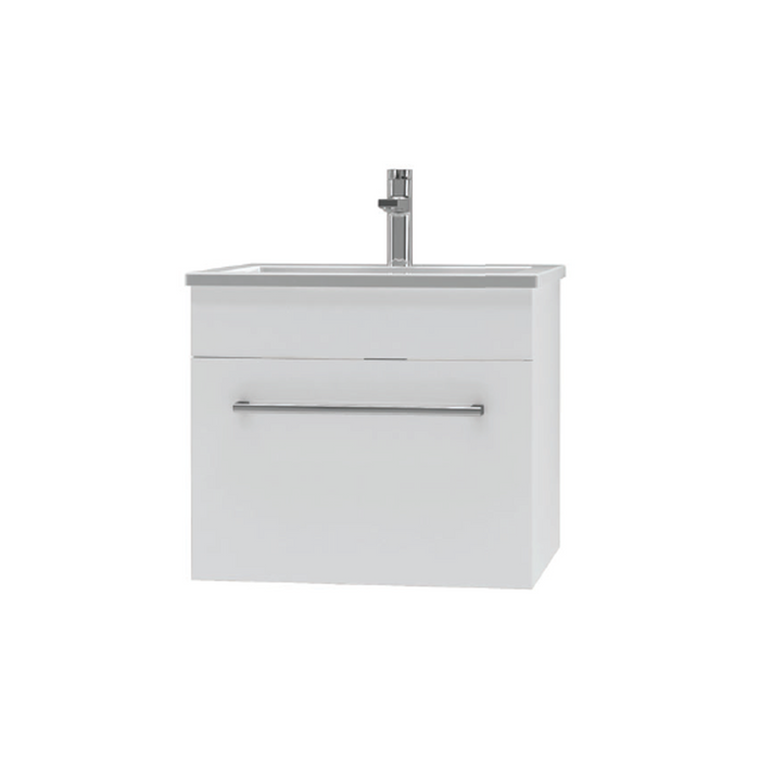 Nathan Project Wall Vanity 600 sgl Dwr with internal dwr Mel White